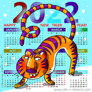 2022 New Year postcards - free download Celebrating a Year of tiger  